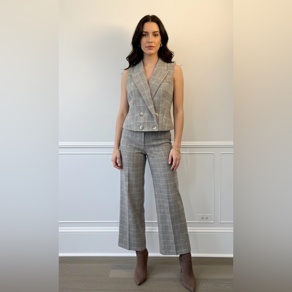 L'AGENCE Gray Plaid Sleeveless vest and trousers